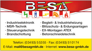 BESA GmbH: Elektrotechnik Automatisierung elektrische Begleitheizung Blitzschutz Brandschutz Kernbohren Betonschneiden Erdungsanlagen