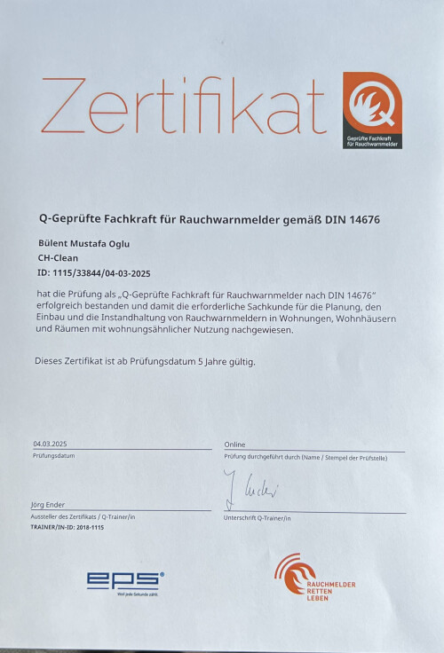 „Q-Geprüften Fachkraft für Rauchwarnmelder“ nach DIN 14676