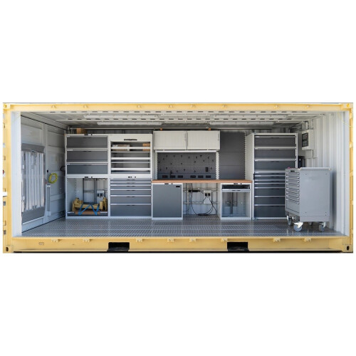 Werkstattcontainer ausgerüstet