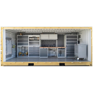 Werkstattcontainer ausgerüstet