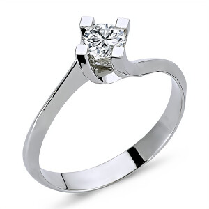 0,27 Carat Diamant Solitär Ring Meisterwerk 14 Karat Weißgold