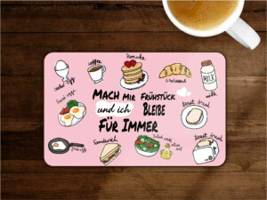 Gestalte doch mal ein Frühstücksbrett mit Deinem Foto, Text oder Logo. Das bedruckte Brettchen wird damit ein wirklich schönes Fotogeschenk. Du kannst so ohne viel Arbeit, lustige und freche Botschaften zu vielen Anlässen gestalten!