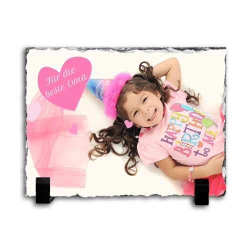 Schiefertafel mit Foto bedrucken – 20x15cm Deine persönliche Schiefertafel mit Deinem Lieblingsfoto bedruckt in Fotoqualität.