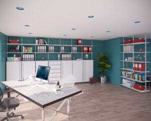 Unsere Bürokombinationen überzeugen durch funktionales und modernes Design. Akten, Ordner und andere wichtige Dokumente finden hier sicher ihren Platz.