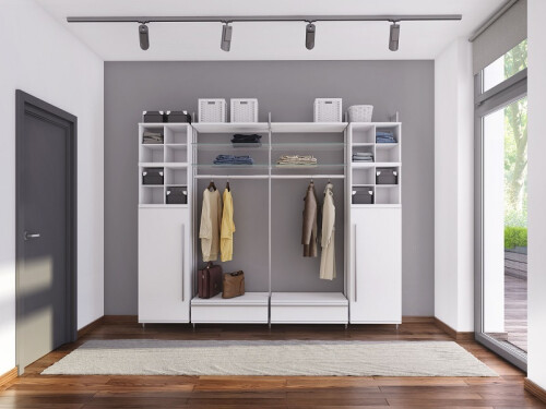 Die Garderobe LARA ist nicht nur ein Stauwunder, sie schafft zudem eine freundliche und helle Atmosphäre im Eingangsbereich.