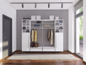 Die Garderobe LARA ist nicht nur ein Stauwunder, sie schafft zudem eine freundliche und helle Atmosphäre im Eingangsbereich.