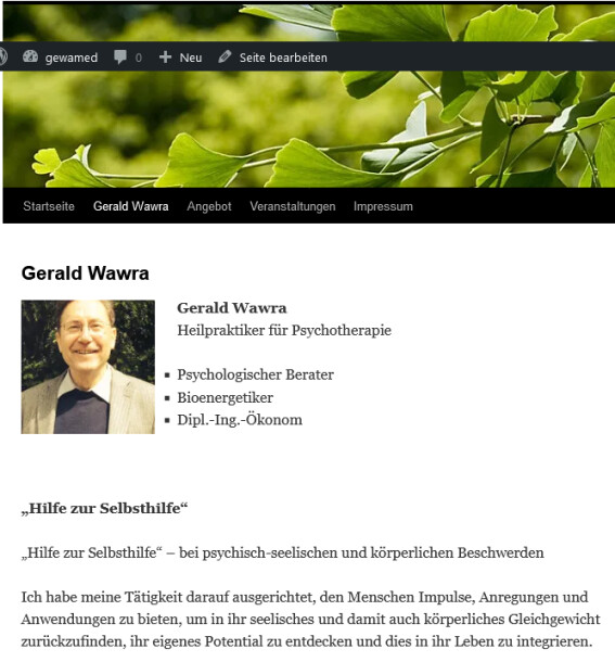 Screenshot Webseite Gerald Wawra
