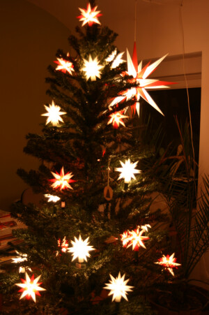 Weihnachtsbaum mit Sternenbeleuchtung
