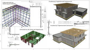 Neubau EFH - 3D Modell - Schal- und Bewehrungsplanung, FEM