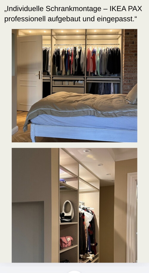 ,Individuelle Schrankmontage - IKEA PAX professionell aufgebaut und eingepasst."