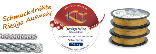 Vielfältige Aufreihmaterialien wie Schmuckdrähte