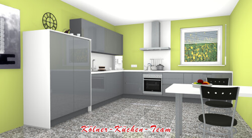 Nobilia. Grifflose Küche. Mineralgrau Hochglanz.