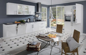 KÜCHE von NOBILIA. 330 +120 cm. Credo Alpinweiß.