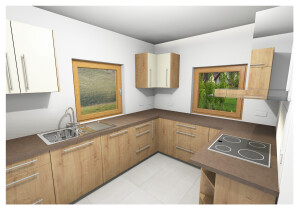 Schöne, übersichtliche Küchenlösung