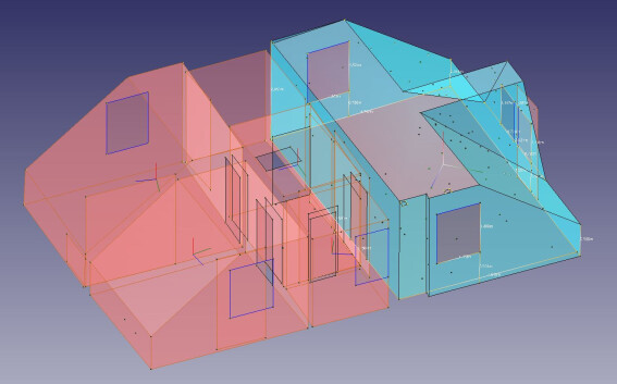 fertige 3D-Modellierung eines Dachgeschosses