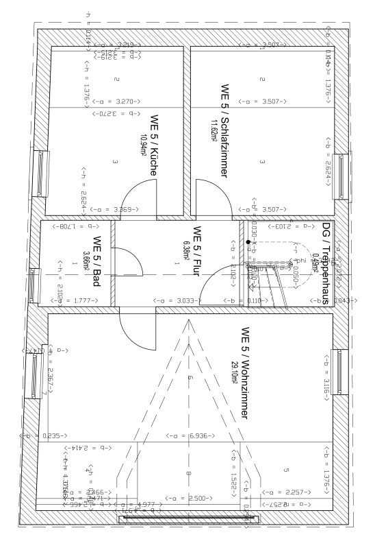 2D-Grundriss eines Dachgeschosses