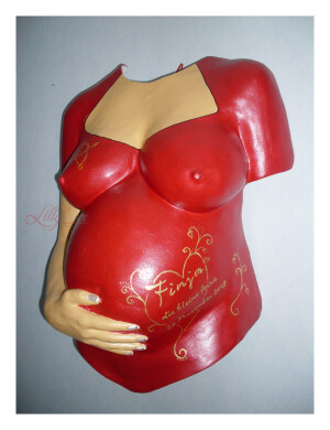 Babybauch, Gipsabdruck, Bauchabdruck Gestaltung, Arm, schwanger, Gipsbauch glatt