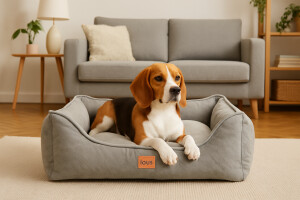 Beagle im gemütlichen Hundebett.png