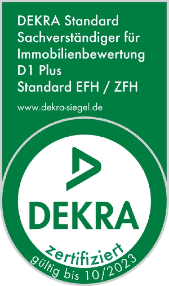 DEKRA zertifizierter Sachverständiger für Immobilienbewertung D1plus