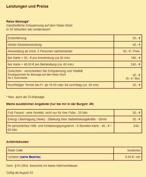 Leistungen und Preise