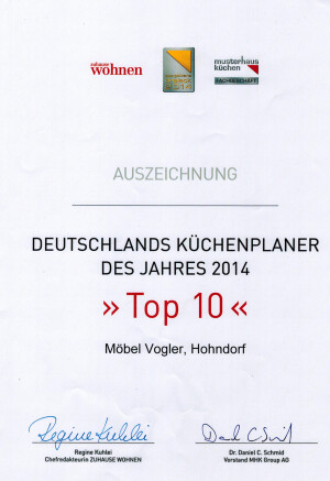 Wir sind unter die Top 10 der Küchenplaner Deutschlands gewählt worden.