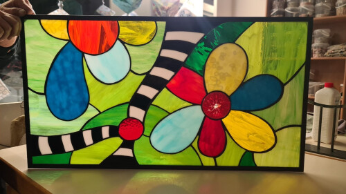 Glasbild mit Kupferfolientechnik / Tiffany