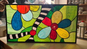 Glasbild mit Kupferfolientechnik / Tiffany