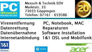 PC, Notebook und MAC –Reparatur, 1&1 Vertriebspartner