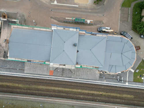 Drohnenaufnahme- während der laufenden Arbeit