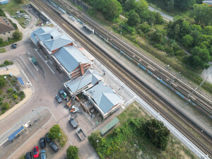 Drohnenaufnahme- während der laufenden Arbeit