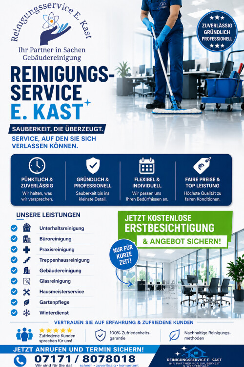 Reinigungsservice E. Kast - Unsere Dienstleistungen - Kontakt