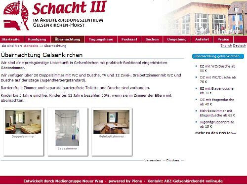 Tagungs- und Gästehaus Schacht3 - Übernachtung, Zimmer