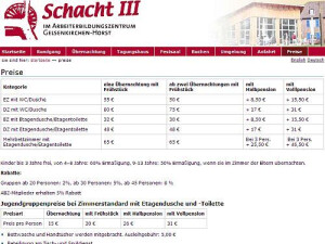 Tagungs- und Gästehaus Schacht3 - Preise
