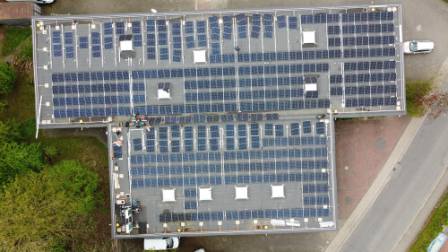 Luftbildaufnahme zur Bestandsaufnahme einer Solaranlage in Biblis.