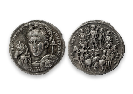 Konstantin d. Gr., Medaillon, Silber, Ticinum, ca. 315 n. Chr.