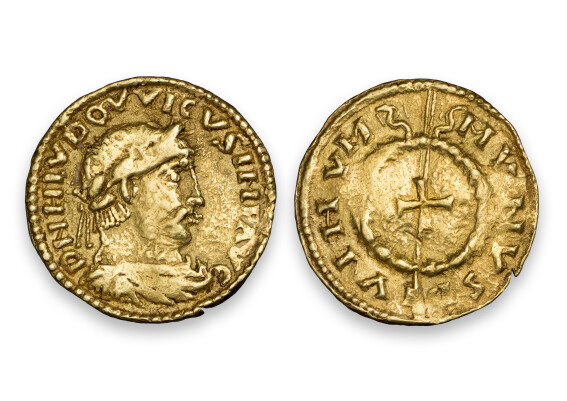 Karolingerreich, Ludwig der Fromme, Solidus, Gold, Aachen, 814–840