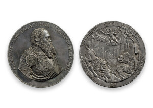 Hans Aesslinger, Medaille auf Herzog Albrecht V. von Bayern, Silber, 1558