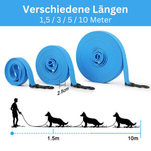 TRENDMOPS ECOTATZE - 1,5/3/5/10m wasserfeste Schleppleine 25mm aus Biothane, robust und umweltfreundlich