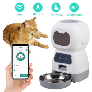 TRENDMOPS INTELLYSNACKER - 3,5L Automatischer Futterautomat: Intelligenter WIFI Futterspender für Katzen und Hunde mit Timer