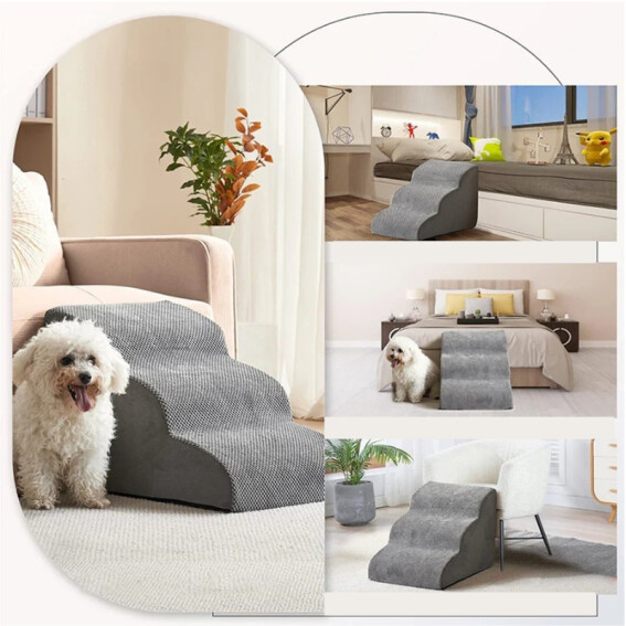 TRENDMOPS INTELLYSTEPS - Abnehmbare Hundetreppe mit 2/3 Stufen: Rutschfeste Leiter für gemütlichen Zugang zu Couch und Bett, ideal für Welpen und ältere Hunde