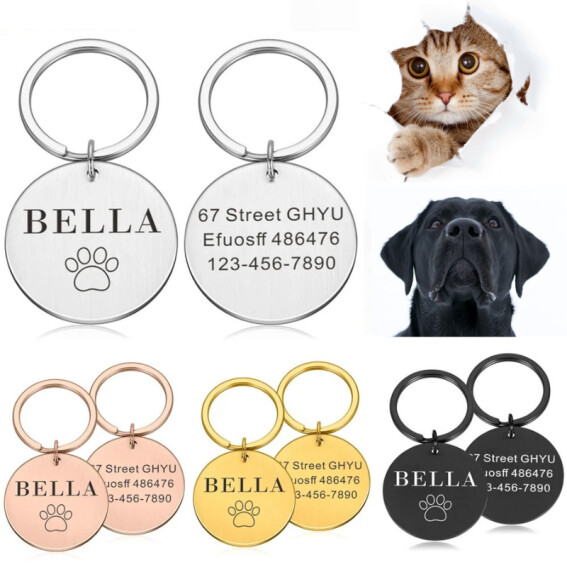 TRENDMOPS PAWTAG - Personalisiertes Namensschild mit Gravur für Hunde und Katzen: Accessoire für das Halsband