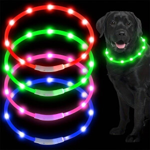 TRENDMOPS LEUCHTPFOTE - LED-Hundehalsband für sicheres nächtliches Gassigehen: Individuell zuschneidbar, per USB aufladbar – für maximale Sichtbarkeit und Sicherheit im Dunkeln!