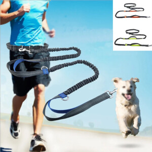 TRENDMOPS RUNNINGDOG - Reflektierende Laufleine: Elastisches Hundegeschirr für freihändiges Joggen, Metall-D-Ring, sichere Führung beim Laufen