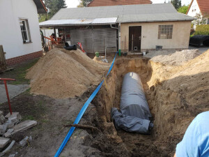 Einbau Regenwasserversickerungstunnel