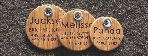Hundemarken aus Bambus